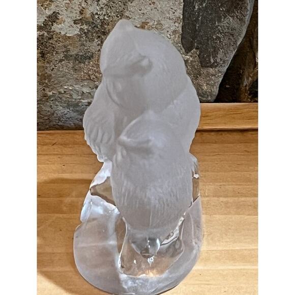 Frosted & Clear Glass Two Owls sitting on branch. Birds. Shelf Decor.Paperweight - Picture 7 of 11